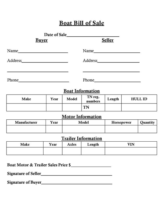 Boat Proof Of Purchase Form