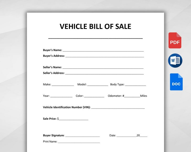 Motorcycle Bill of Sale Form